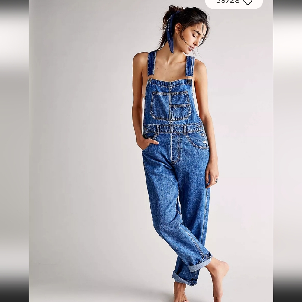 Free People Ziggy Blue Denim Overalls